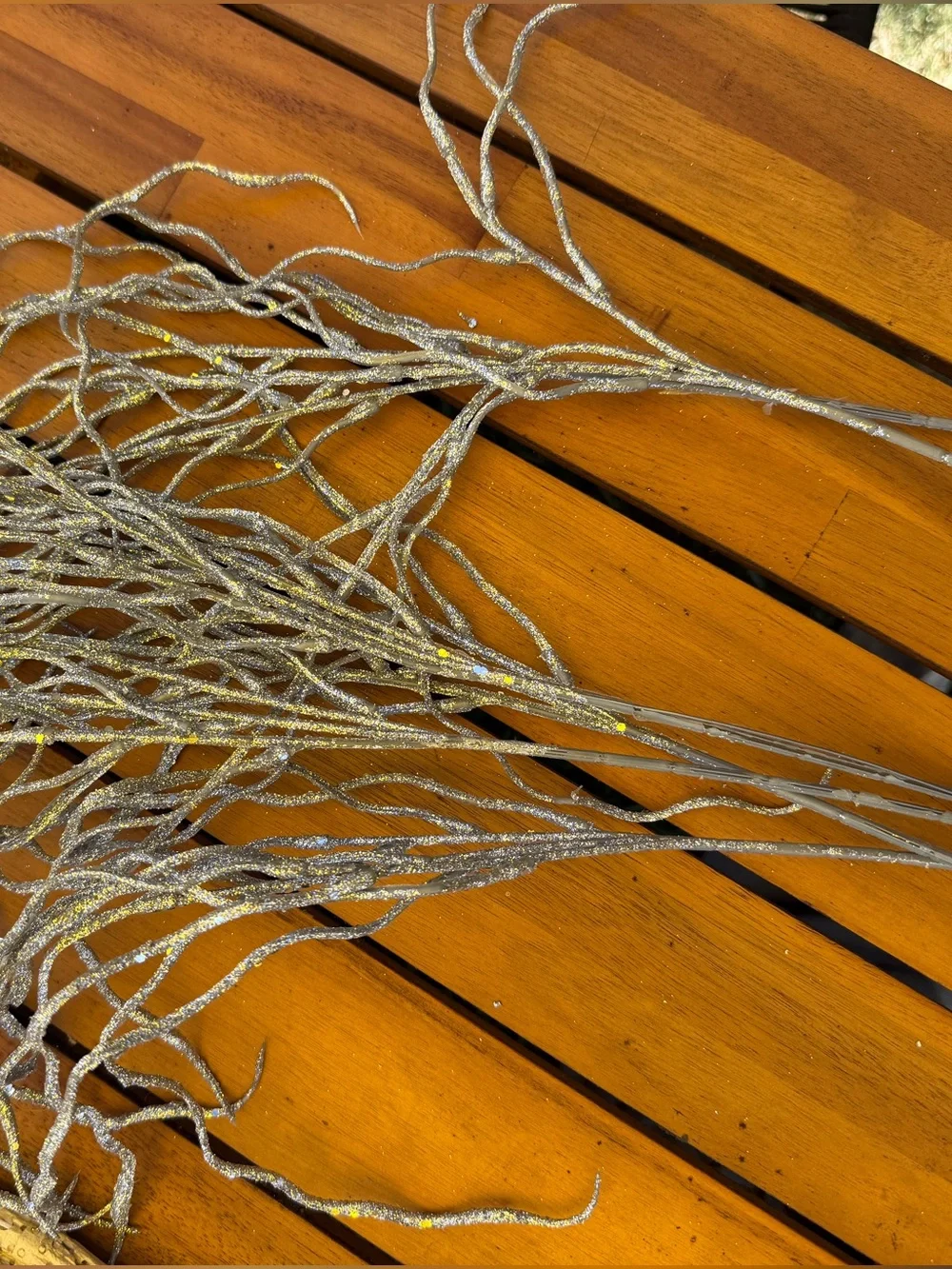 Silver Glitter Twig Spray - Home Accent holiday wedding event decor floral 8 qty